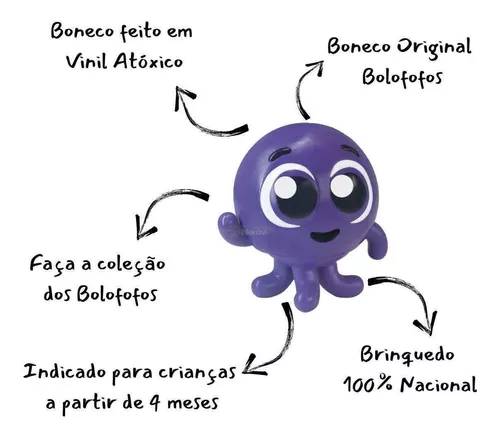 Lider Boneco Pow, Bolofofos, Líder, Vinil, 14 cm, Roxo