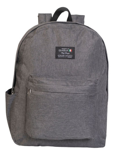 Mochila Clasica Urbana Universitaria Escolar Color Gris Oscuro Melange Diseño De La Tela Liso