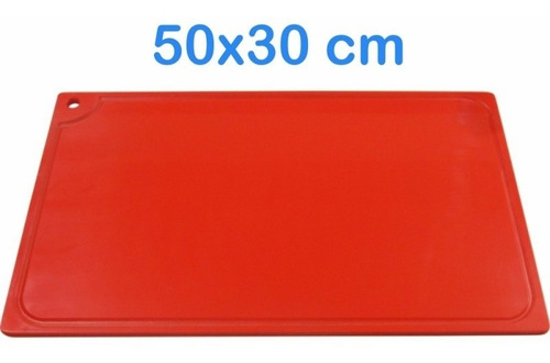 Tabua De Corte 50 X 30cm Em Polietileno Vermelho Para Carnes