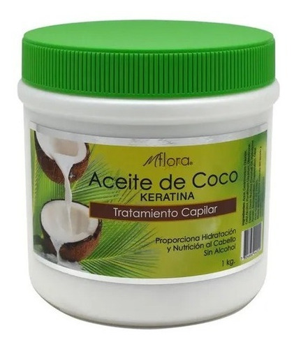 Crema Capilar Keratina Con Aceite De Coco Flora 1 Kilo