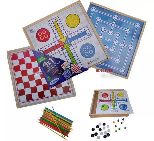 Jogo Tabuleiro 4 Em 1 Dama Ludo Trilha Pega Vareta Brinquedo