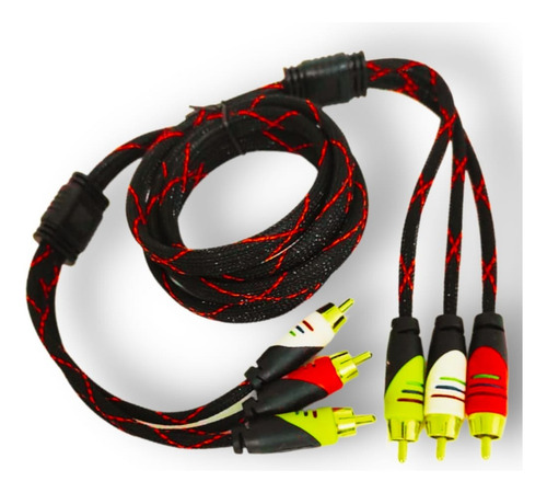 Cabo Coaxial Rca Blindado 3via 4mm 1.8metros Audio Technoise