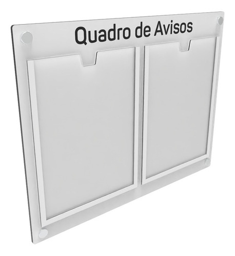 Quadro De Avisos Mdf C/2 Displays Verticais A4 Acrílico