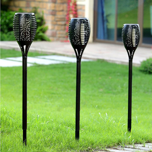 4pcs 12led Lámpara De Llama Solar Al Aire Libre Luz Antorcha