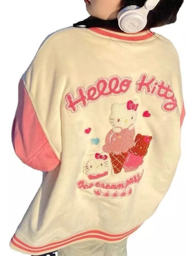 Chamarra De Béisbol Rosa De Hello Kitty Para Mujer