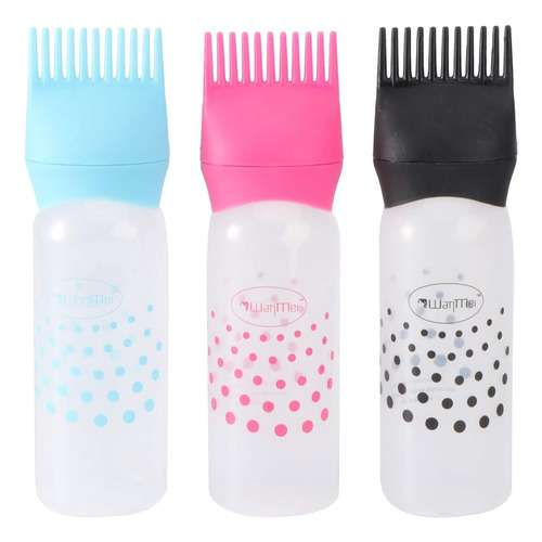 Minkissy Root Comb Applicator Bottle 3 Pack Dye Hair Oils Fo