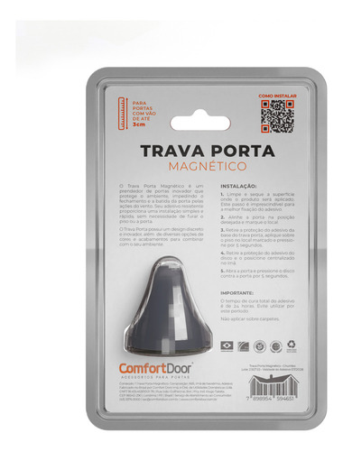 Trava Porta Magnético Original Adesivo Comfort Door - Chumbo