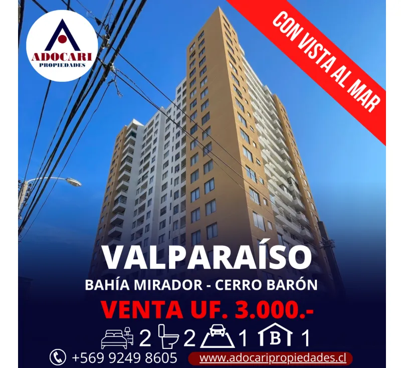 Imagen 1 de 25 de Departamento Con Vista A La Bahia, Cerro Baron, Valparaiso