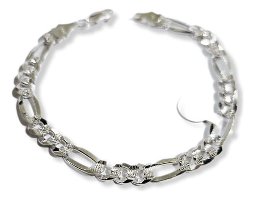 Esclava Pulsera Eslabón 3x1 Diamantado Plata 925 Moda Hombre