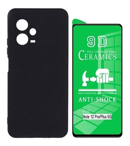 Capa + Película 9d Ceramica Para Redmi Note 12 Pro Plus 5g Cor Preto Para Redmi Note 12 Pro/Plus