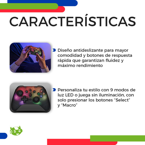 Control RGB Bluetooth Slim Company Joystick Controlador Inalámbrico Compatible Con Nintendo Switch PC Android iOS Gamepad Gamer Color Negro