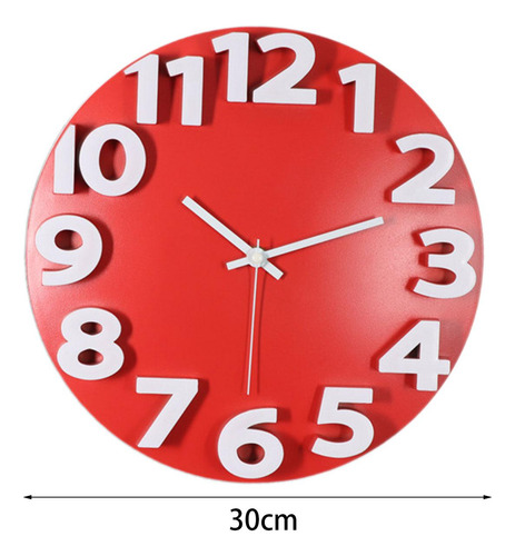 Relógio De Parede Decoração Para Casa Vermelho