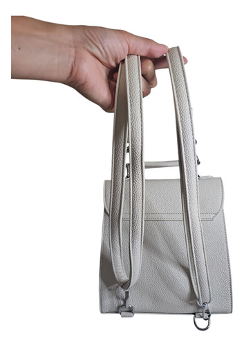 Bolsa De Dama Sm; 2 En 1 Crossbody Y Mochila. Beige Lisa Níquel Beige