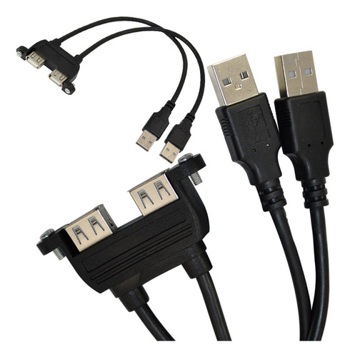 8 In Dual Usb 2.0 Hembra Montaje Panel 2 Macho Cable