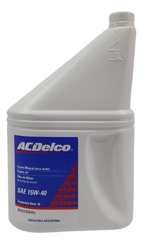 Bidon Aceite 15w40 Mineral 4 Lt 3c Acdelco