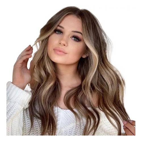 Peluca Cabello Natural Para Mujer Rubias Largas Onduladas