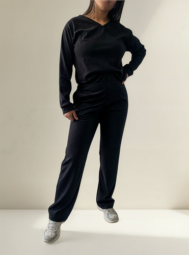 Conjunto Pantalon Ancho + Sweater Darlon Abrigado Mujer