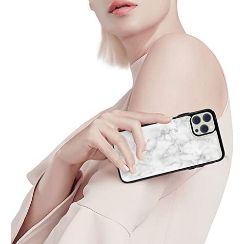 Funda Cartera Para iPhone 12 Pro/12 Blanco Marmol Piel Sinte