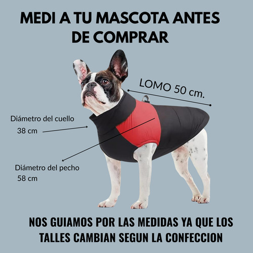 Campera Perro Impermeable Con Arnes(50 Cm De Largo Del Lomo) Rojo