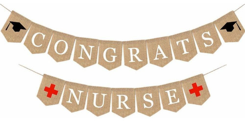 Felicitaciones Enfermera Banner Arpillera Banderines Enfe