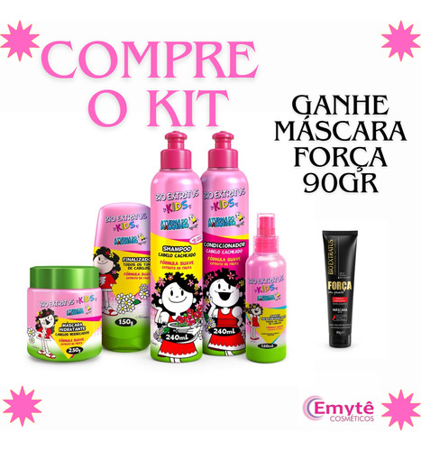 Kit Kids Cabelos Cacheados Infantil 5 Produtos Bio Extratus