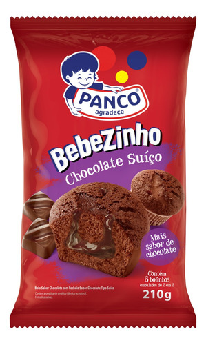 Bolo Panco Bebezinho de chocolate e chocolate suíço em pacote 210 g 6 u