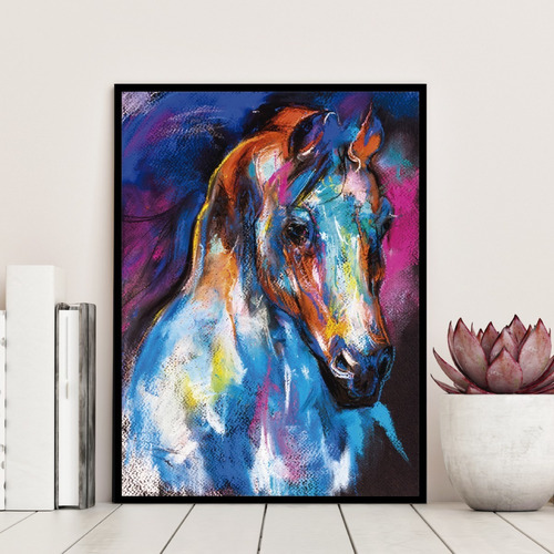 Imagen 5 de 6 de Cuadro Decorativo Moderno 30x40 Caballos Blancos Galopando