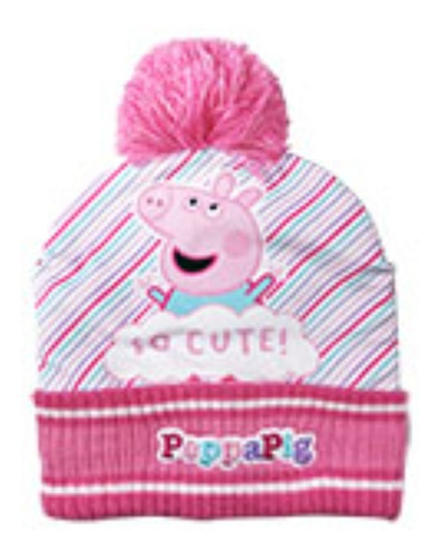 Gorro Tejido Peppa Pig Con Pompon Invierno