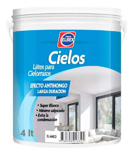 Pintura Latex Interior Cielorraso Elbex Antihongos 4lt