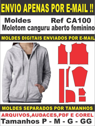 Moldes Moletom Canguru Aberto Feminino