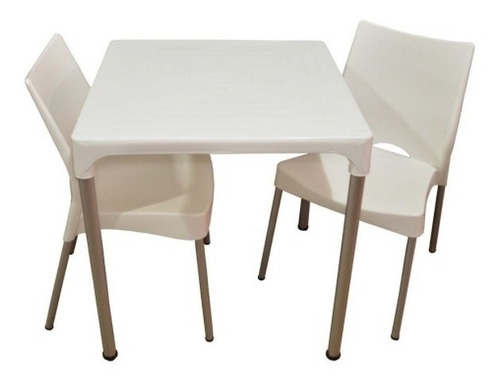 Imagen 4 de 6 de Mesa Lupe Plastica Exterior Apilable + 4 Sillas Malba Combo