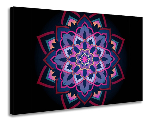 Quadro Tela Grande Mandala Colorida Decoração Para Quarto Cor Borda Infinita Cor da armação Borda Infinita