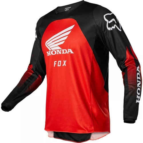 Camisa Motocross Trilha Fox Mx 180 Honda Preto/vermelho