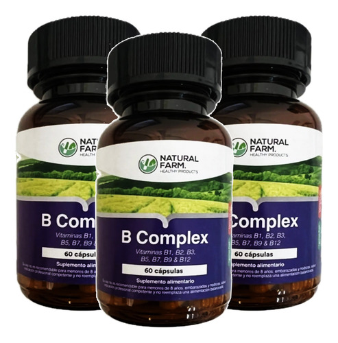 3x B Complex Vitamina Complejo B1 B2 B3 B5 B7 B9 B12 180 Cap