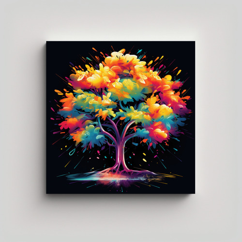 20x20cm Pintura Mural Árbol De Mango En Colores Del Arcoír