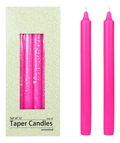 Zest Candle Velas Conicas De 12 Piezas, 10 Pulgadas, Rosa In