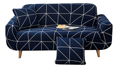 Funda Sillón Diseño Geo 2 Cuerpos Azul
