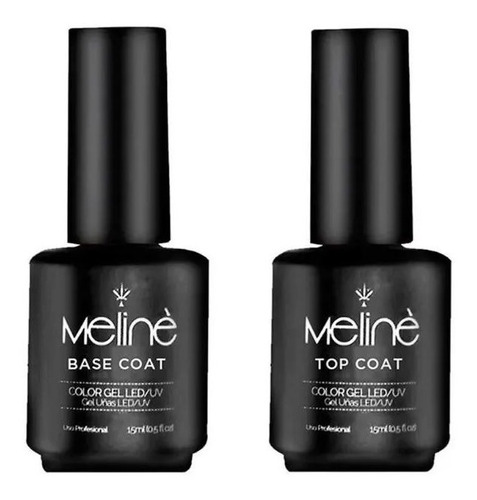 Kit X2 Meline Base + Top Coat Esmalte Semipermanente Gel 15m