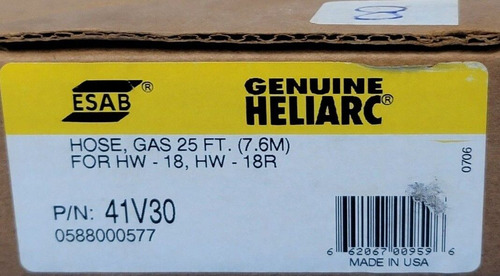 New Heliarc 41v30 25ft Gas Hose For Hw-18, Hw-18r Torch Bbz