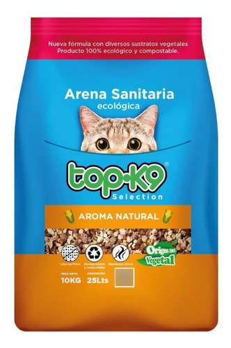 Arena Sanitaria Ecológica Top-k9 10 Kg Aroma Natural