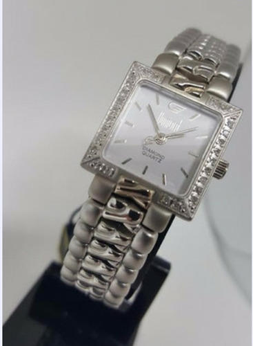 Relógio Feminino Quadrado Dumont Aço Com Brilhantes Dp26373b