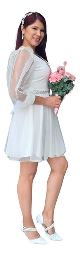 Vestido De Novia Corto Ideal Para Matrimonio Boda Civil Sn36