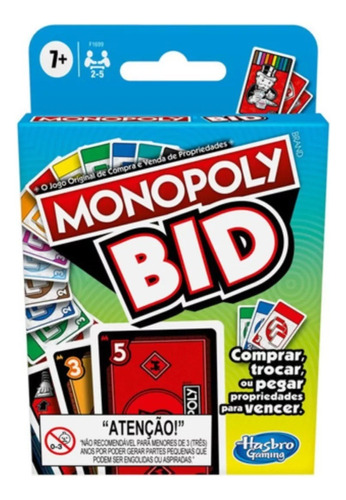 Monopoly Bid Juego De Mesa Cartas Familiar Viaje F1699