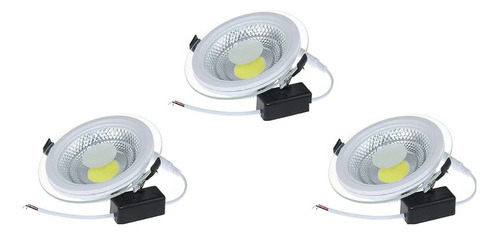 Pack X3 Foco Led Plafon Embutido Redondo 7w 6500k Luz Frío