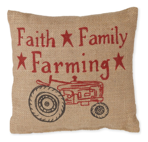Faith Family Farming Tractor - Cojín Decorativo De Arp...