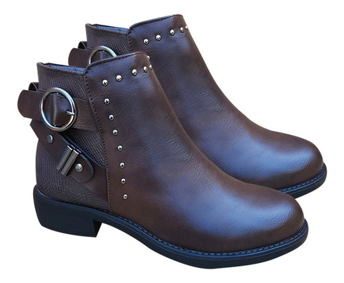 Botin De Mujer Cuero Pu Casual Otoño Invierno - 7142