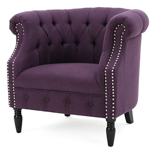 Sillón Club De Tela Jasmine Con Brazo Enrollado (ciruela)