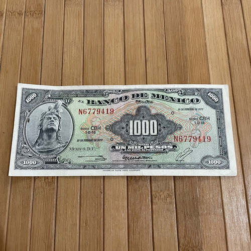 Billete 1000 Pesos Año 1977 Cuauhtemoc