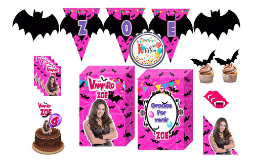 Pack Cotillón Decoración Cumpleaños  Chica Vampiro