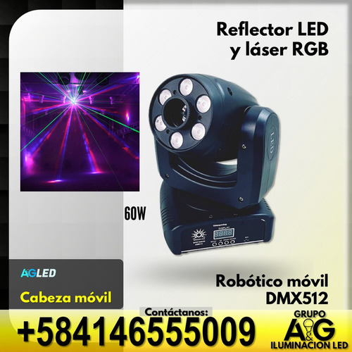 Luz Robotica Y Laser 6x10w Rgbw Dmx512